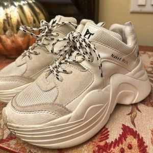 Naked Wolfe White Track Trainers